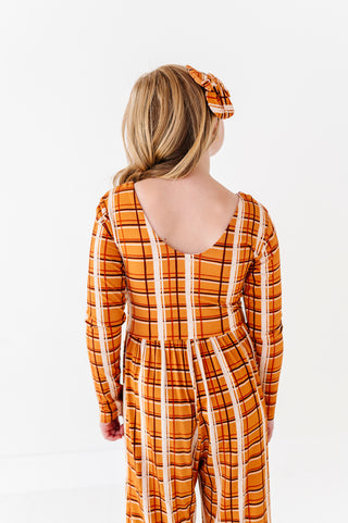 Harvest Plaid Wide Leg Romper (EST SHIP TIME 3-4 WEEKS)