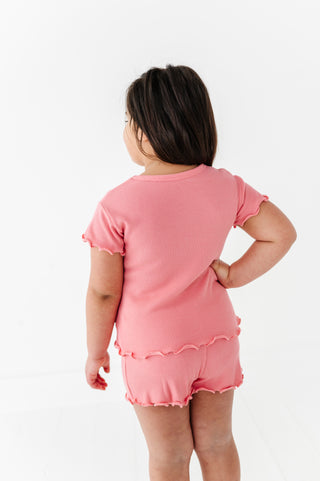 Rose Ruffle Waffle Knit Set