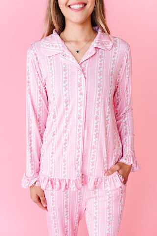 Blush Bouquet Ruffle Adult Button Up Set