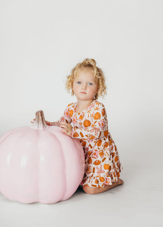 Pumpkin Spice Playbook Long Sleeve Ruffle Twirl