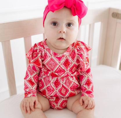 Patchwork Pretty Long Sleeve Ruffle Bubble