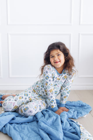 Jet Blue Skies Cloud Quilted Blanket