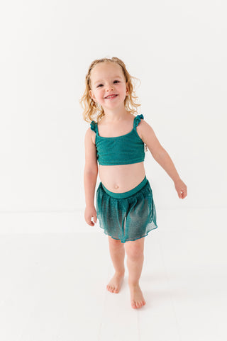 Teal Metallic Kids Swim Top