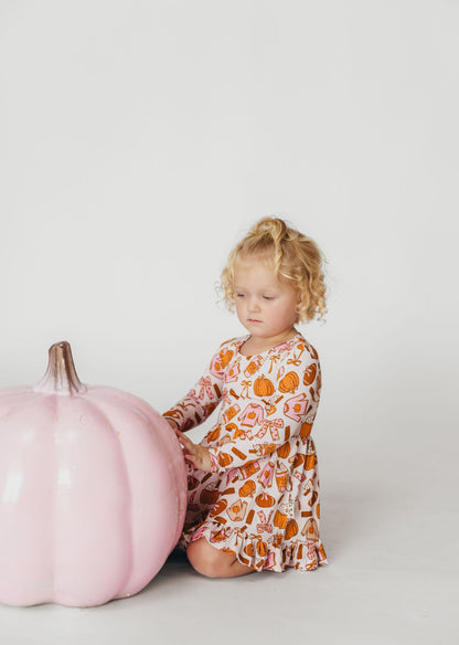 Pumpkin Spice Playbook Long Sleeve Ruffle Twirl