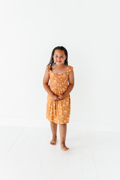 Tan Beach Smocked Dress