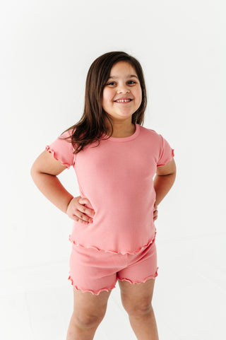 Rose Ruffle Waffle Knit Set