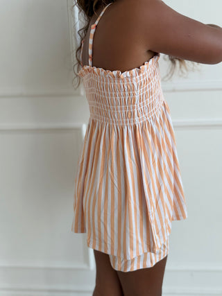 Orange Stripe Babydoll Smocked Set