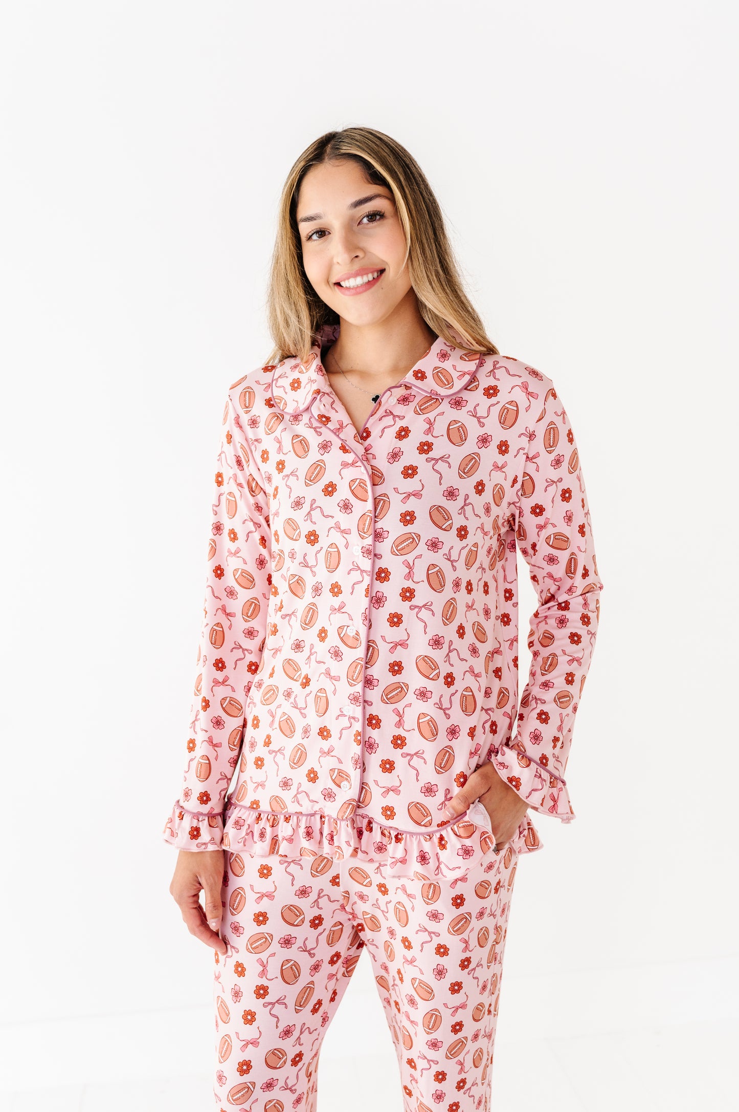 Friday Night Florals Ruffle Adult Button Up Set (EST SHIP TIME 3-4 WEEKS)