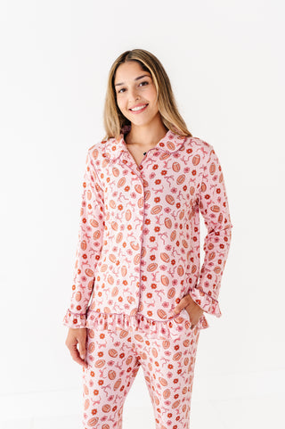 Friday Night Florals Ruffle Adult Button Up Set (EST SHIP TIME 3-4 WEEKS)
