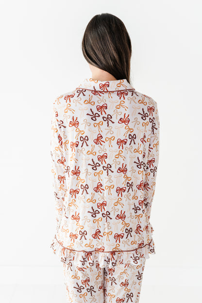 Autumn Ribbons Ruffle Adult Button Up Set (EST SHIP TIME 3-4 WEEKS)