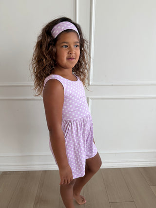 Purple Polka Dot Tank Shorty Romper