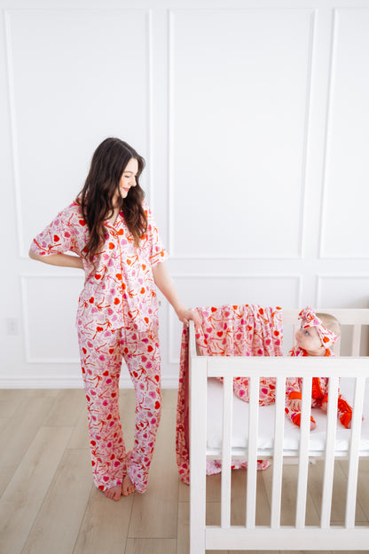 Sweetheart Ribbons Adult Short Sleeve Flare Button Up Set