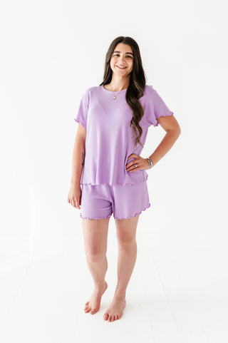 Lilac Adult Ruffle Waffle Knit Set