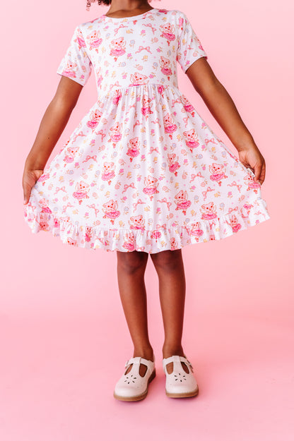 When Pigs Fly Short Sleeve Ruffle Dress