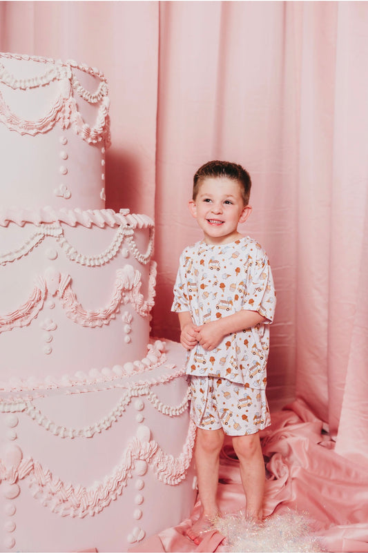 Sundae Blues Drawstring Short Set
