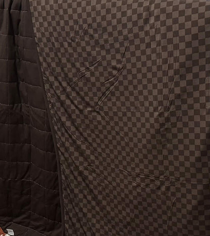 Dark Roast Check Quilted Blanket
