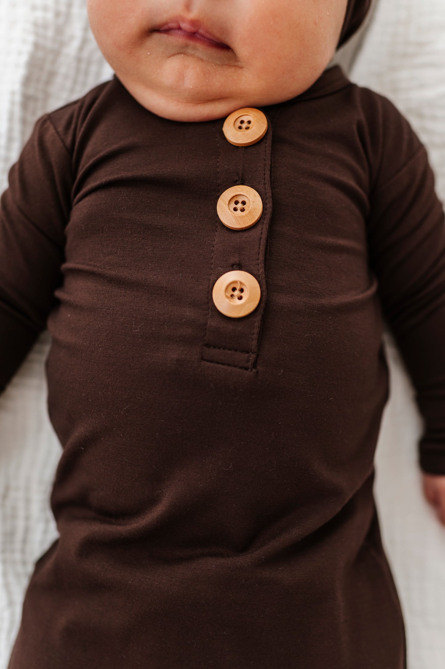 Espresso Newborn Knotted Gown