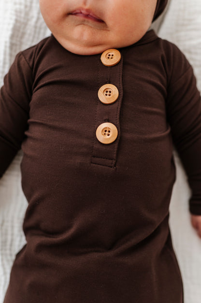 Espresso Newborn Knotted Gown
