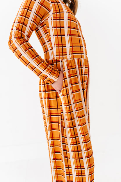 Harvest Plaid Wide Leg Romper (EST SHIP TIME 3-4 WEEKS)