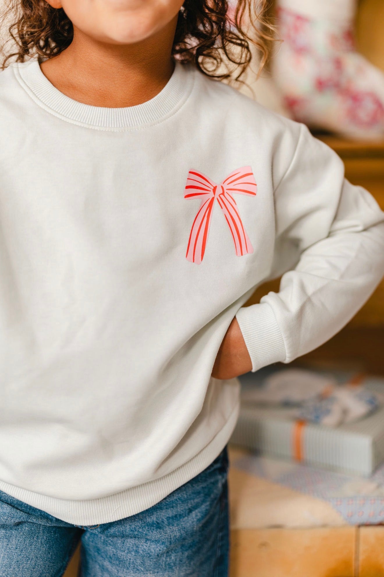 Christmas Bows Mint Green Adult Crewneck Sweatshirt