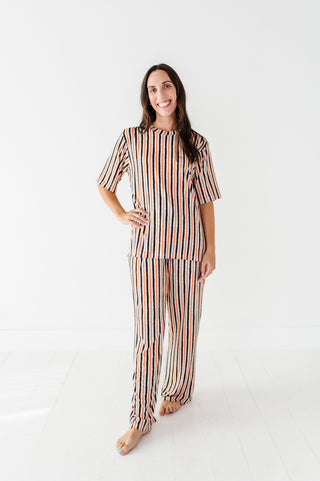 Waverly Stripe  Adult Drawstring Pant Set (EST SHIP TIME 1-2 WEEKS)