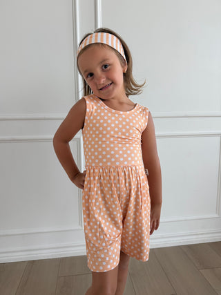 Orange Polka Dot Tank Shorty Romper