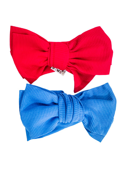 Firecracker Red Ribbed Top Knot Bow