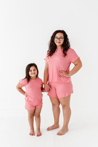Rose Ruffle Waffle Knit Set