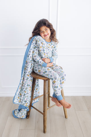Jet Blue Skies Cloud Quilted Blanket