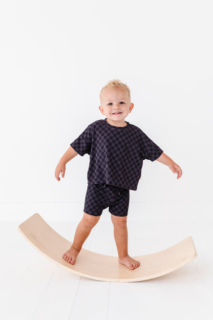Harlan Check Ribbed Drawstring Short Set