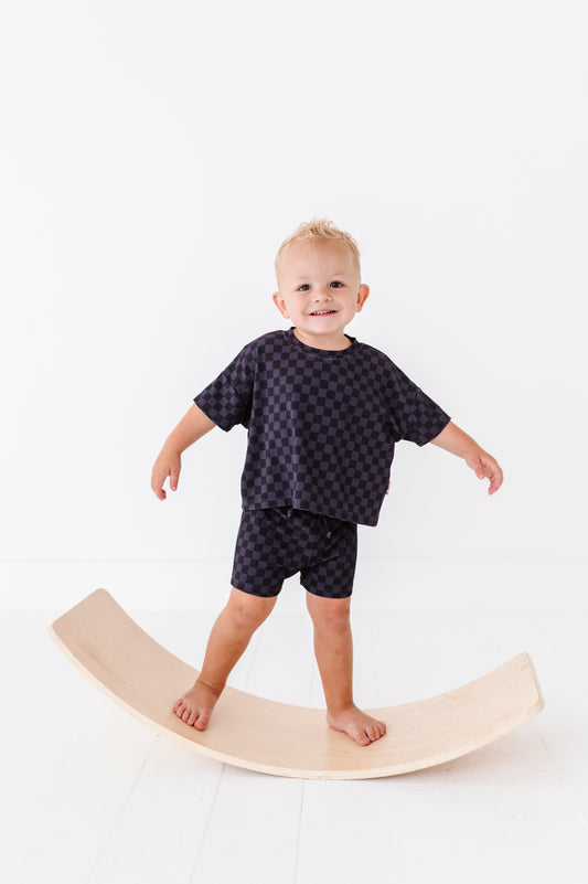 Harlan Check Ribbed Drawstring Short Set