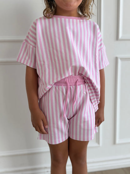 Pink Stripe Terry Set