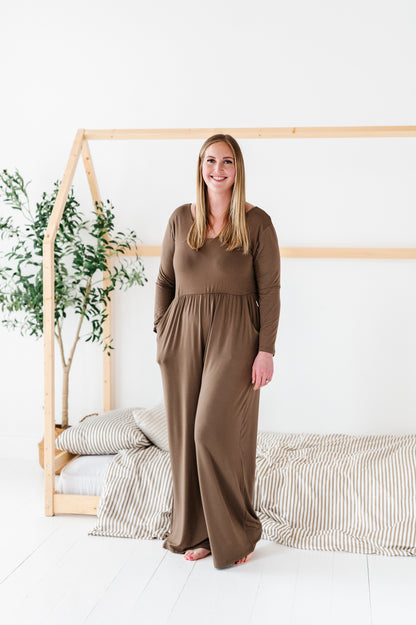 Earth Tones Mama Wide Leg Rompers