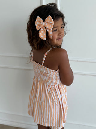 Orange Stripe Babydoll Smocked Set