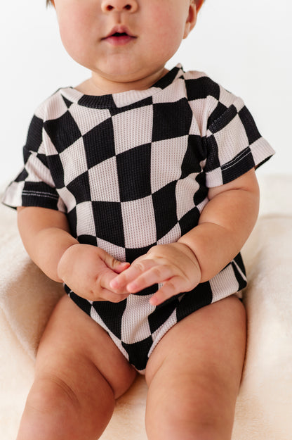 Wavy Check Waffle Knit Bubble