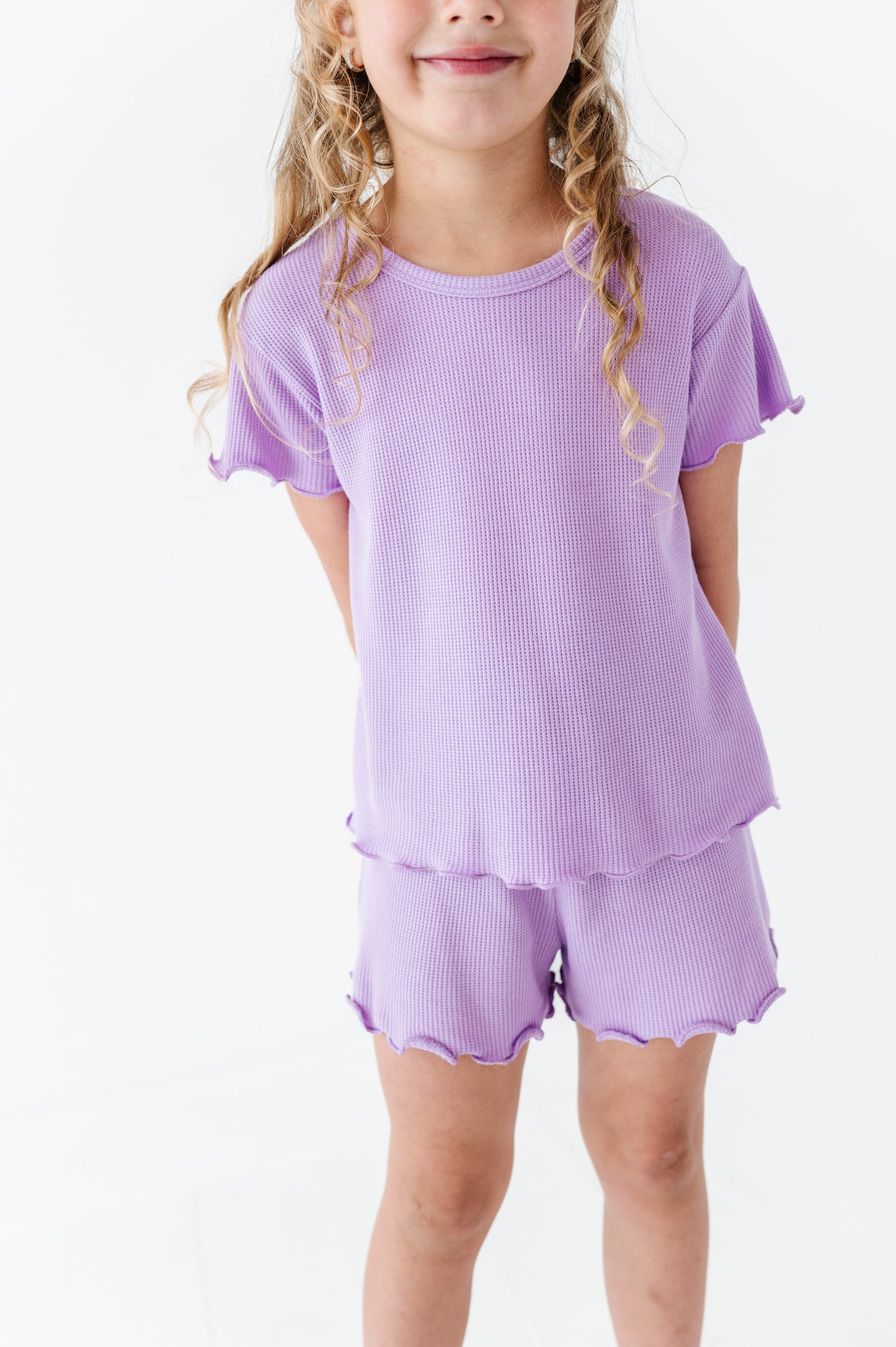Lilac Ruffle Waffle Knit Set