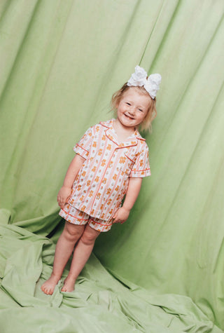 Teddy Tulips Button Up Short Set