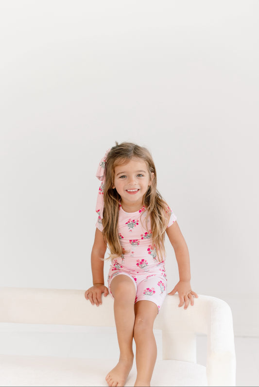 Callie Newspaper Florals Short Set