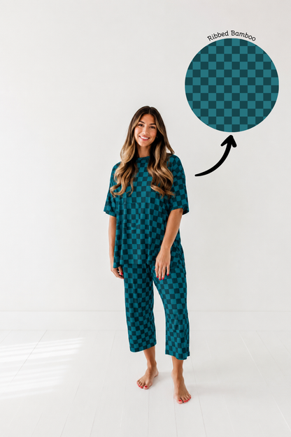 PRE-ORDER OCTOBER Teal Check Adult Cropped Play Set