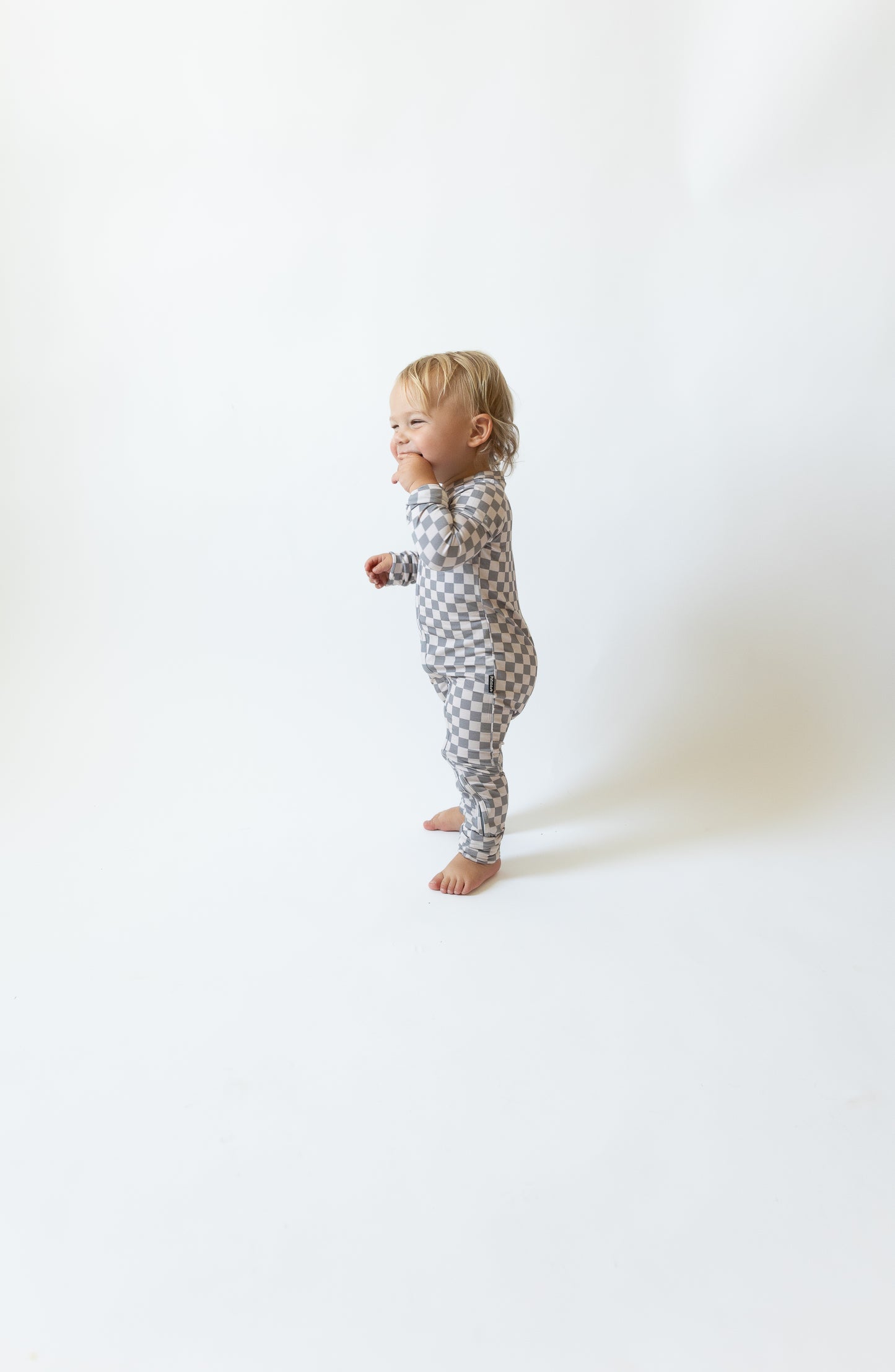 Greige Check  Zippy Romper