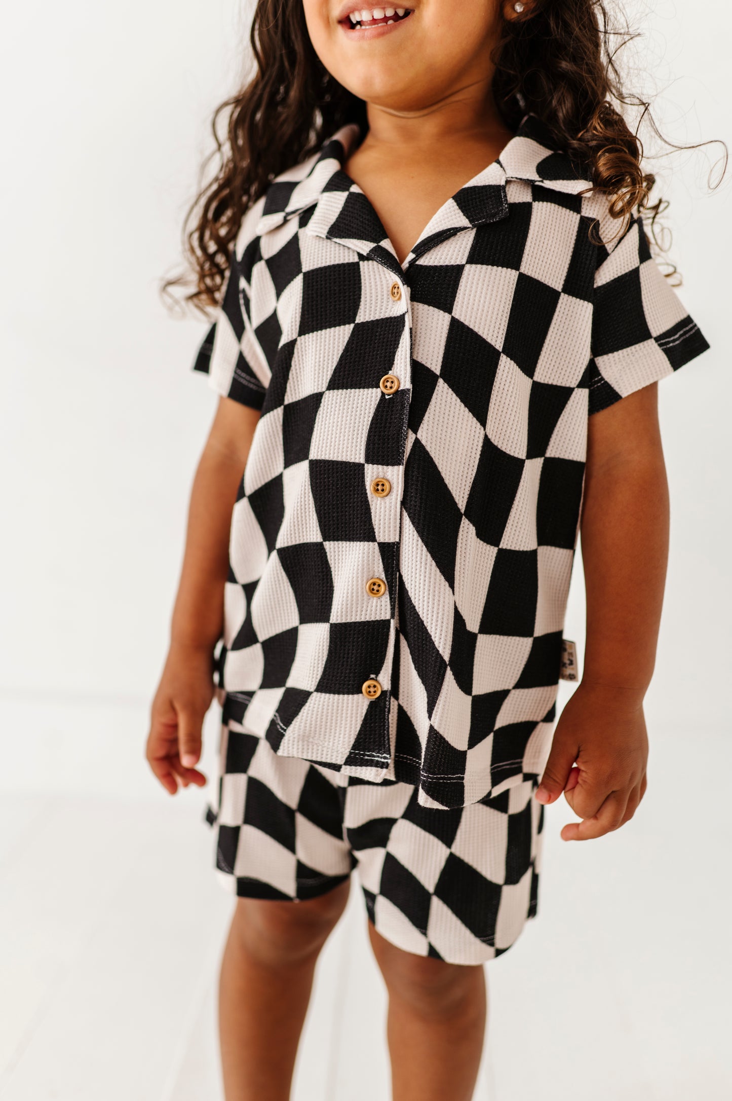 Wavy Check Waffle Knit Set