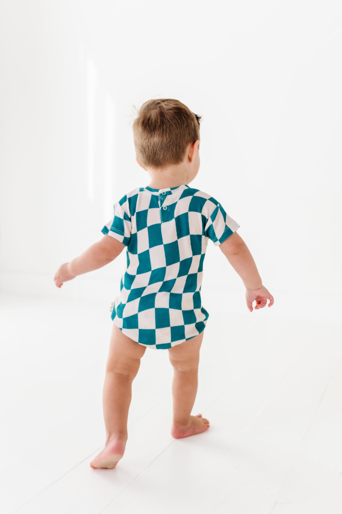 Wavy Check Waffle Knit Bubble