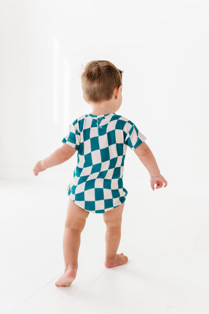 Wavy Check Waffle Knit Bubble
