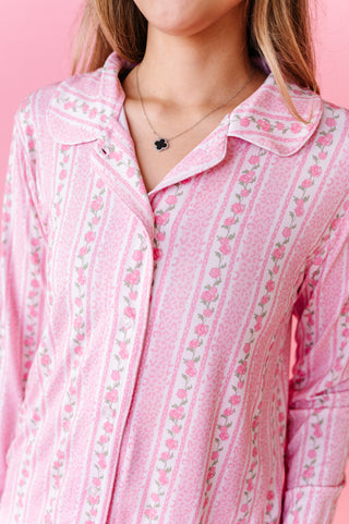 Blush Bouquet Ruffle Adult Button Up Set