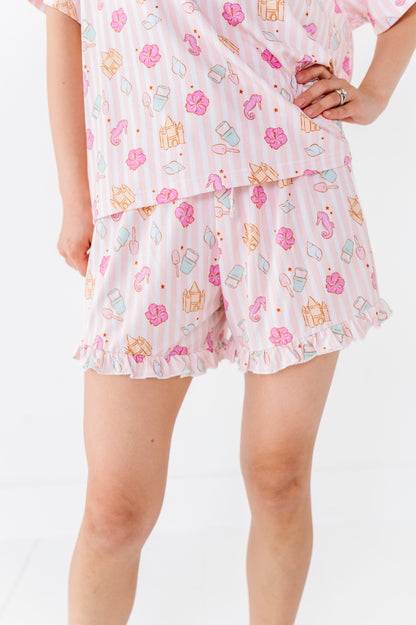 Hibiscus Harbor Adult Ruffle Short Set