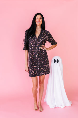Moonlight Meadows Ribbed Adult Button Up Gown (EST SHIP TIME 1-2 WEEKS)