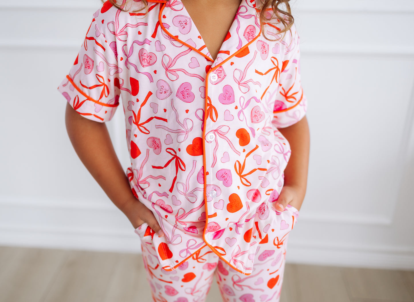 Sweetheart Ribbons Short Sleeve Flare Button Up Set