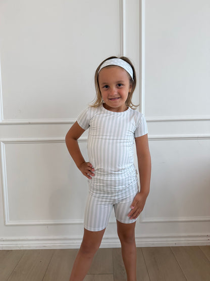 Blue Stripe Short Set