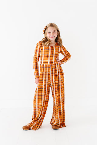 Harvest Plaid Wide Leg Romper (EST SHIP TIME 3-4 WEEKS)