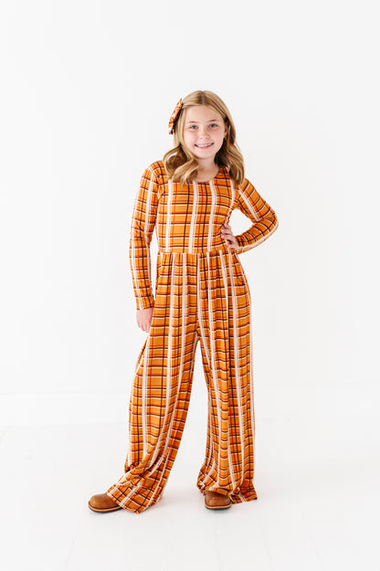 Harvest Plaid Wide Leg Romper (EST SHIP TIME 3-4 WEEKS)